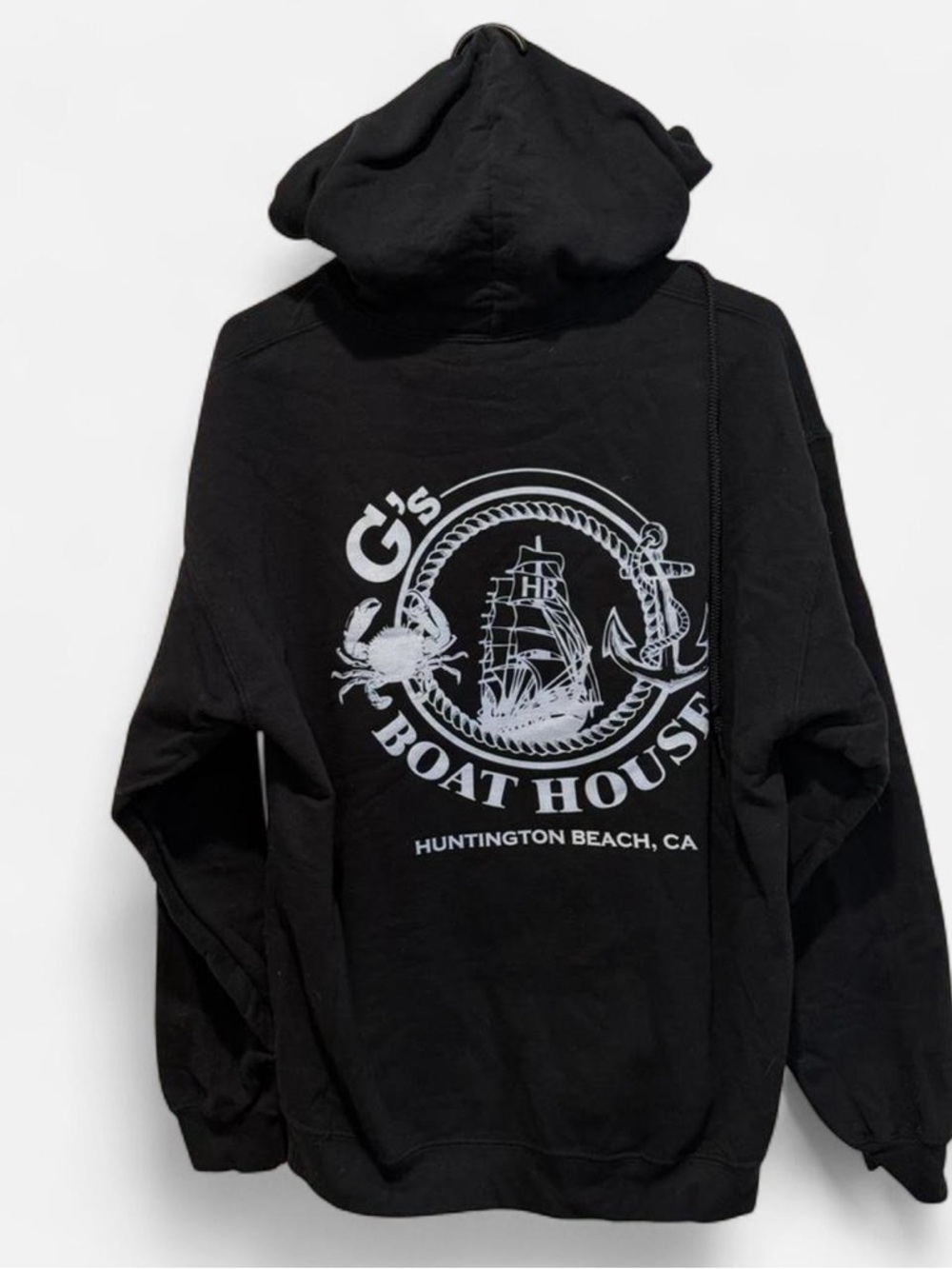 Gildan Black Hoodie Surf City Huntington Beach Large NWOT